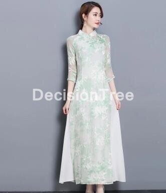 Aodai vietnam qipao jurk voor vrouwen traditionele kleding ao dai chinese jurken knielange oosterse jurk voor vrouwen: Kleur 2 / M