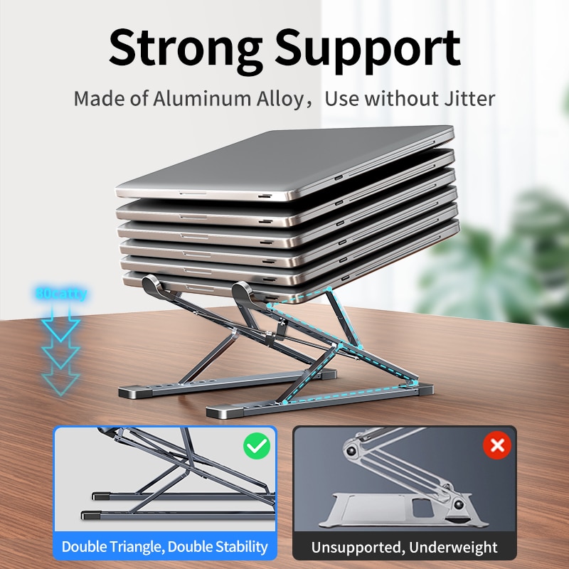 MC N8 soporte ajustable para computadora portátil de aluminio para Macbook Tablet Soporte para computadora portátil Mesa de enfriamiento Soporte plegable para computadora portátil