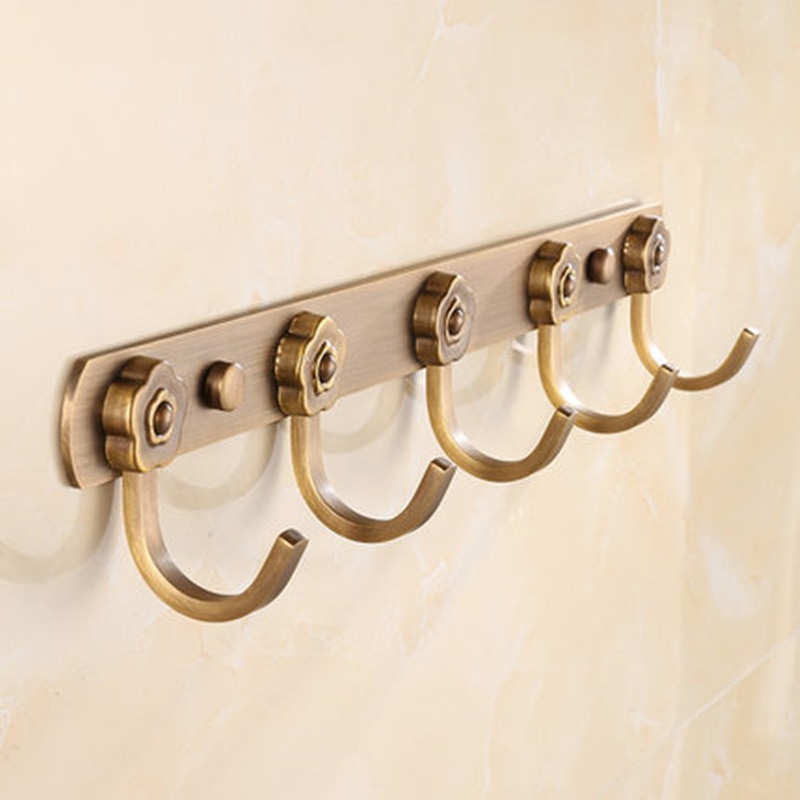 Europese retro bronzen badkamer handdoekhouder hanger roestvrij staal sleutel tas kleding handdoek wandrek plank organiseren opbergruimte