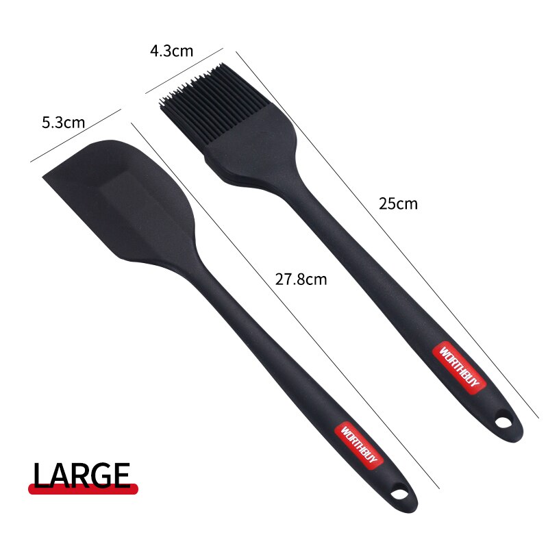 WORTHBUY Silicone Pastry Brushes Spatula Set Heat-Resistant Non-Stick Cake Oil Brush For Baking BBQ Kitchen Cooking Utensils Set: Brush Spatula Large