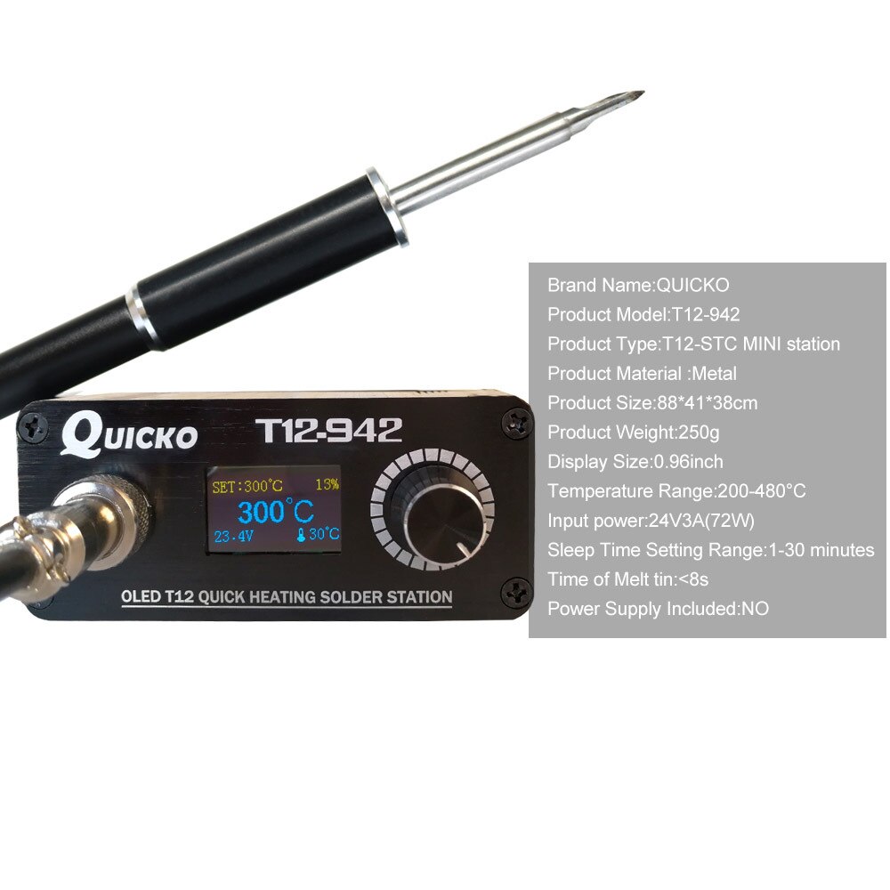 Quicko Mini T12-942 Soldering Station Kit Oled Solder Electric Tool Welding Iron Tips Air Soldering Station Welding Machine