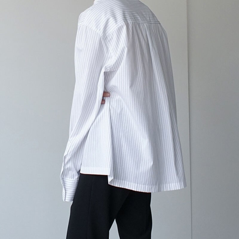 Kjole skjorte herre hvidstribede fritidsskjorter herre streetwear social herreskjorte vild løs koreansk langærmet skjorte m-xl