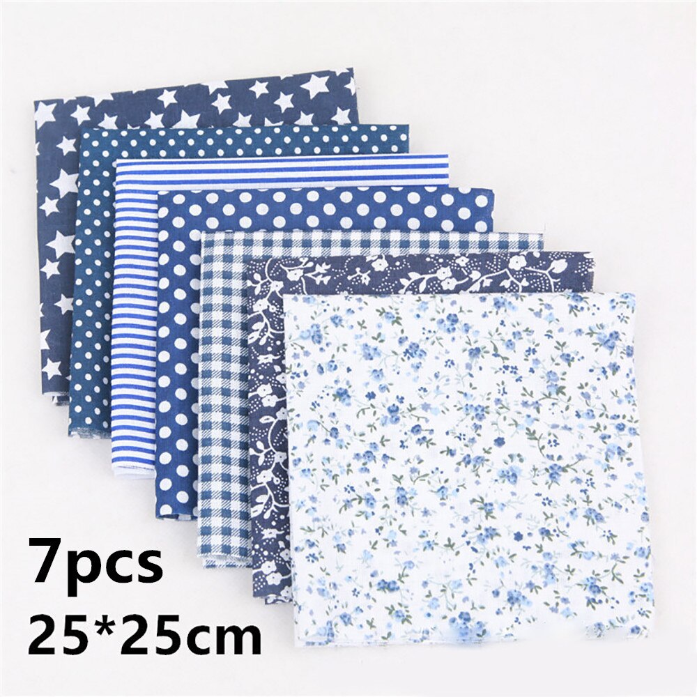 7pcs DIY Craft Sewing Square Floral Cotton Fabric Patchwork Cloth Set Random 25*25cm 50*50cm Tela Para Hacer Mascarillas: D / 25X25cm
