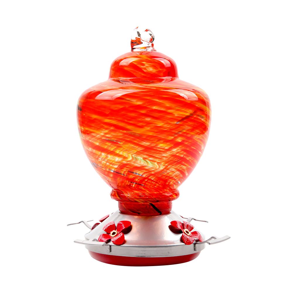 Pet Bird Feeder Hummingbird Feeder Courtyard Outdoor Drinking Fountain Hand-blown Glass Hanging Feeding Station Food Container: A