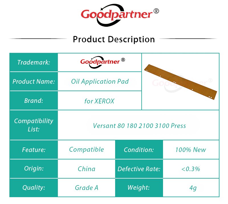 1X 001R00620 Fuser Heat Belt Slip Sheet Oil Application Pad for XEROX Versant 80 180 2100 3100 Press / V80 V180 V2100 V3100