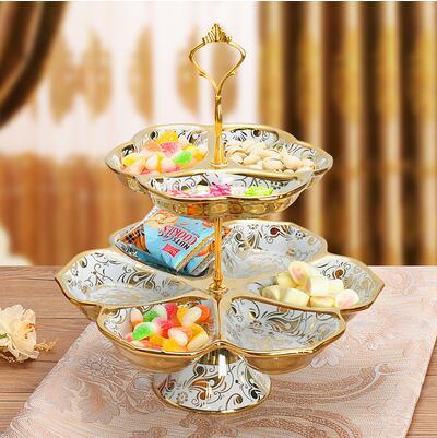 Ceramic fruit plate modern living room European snack tray multi-layer dried fruit plate snack plate candy plate