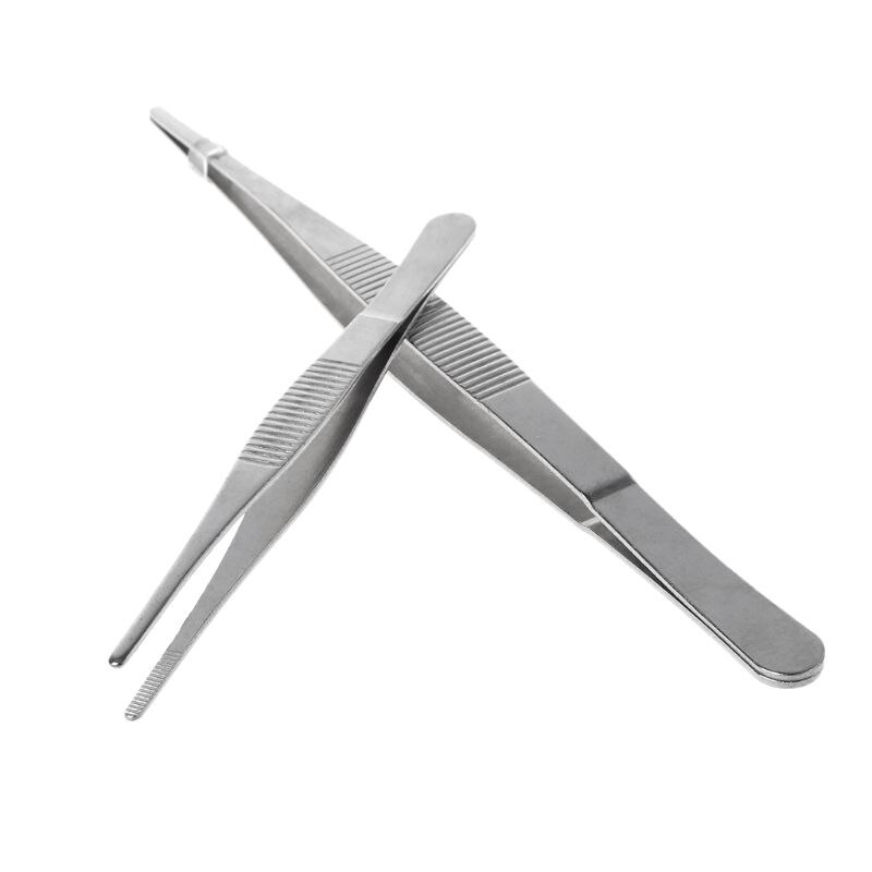 Toothed Tweezers Barbecue Stainless Steel Long Food Tongs Straight Home Tweezer Garden Kitchen BBQ Tool 5 Sizes P31A