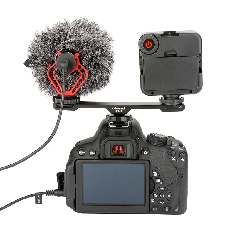 Ulanzi-Micrófono de aluminio para cámara de vídeo, placa de extensión de montaje en frío Dual, accesorio Vlogging para trípode