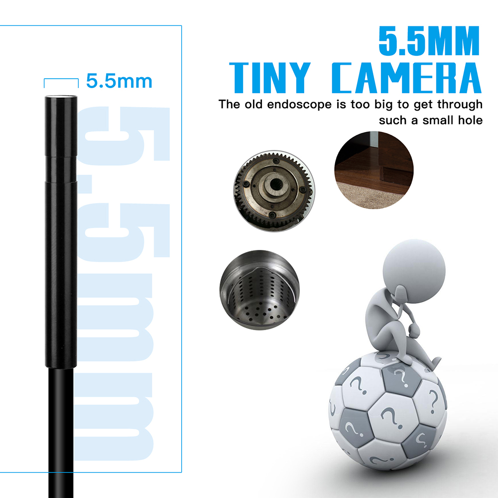 Wifi endoskop linse diameter 5.5mm hård ledning 2m 5m 10m endoskop kamera vandtæt inspektion borescope til android ios telefon