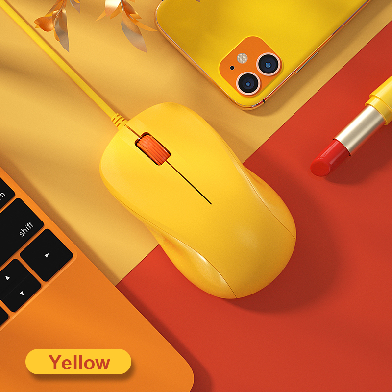 Eaor kabelgebundene gaming-maus, ergonomisch, 3 tasten, stumm, büromaus für laptop, macbook, notebook, pc, computermaus, #39: Gelb