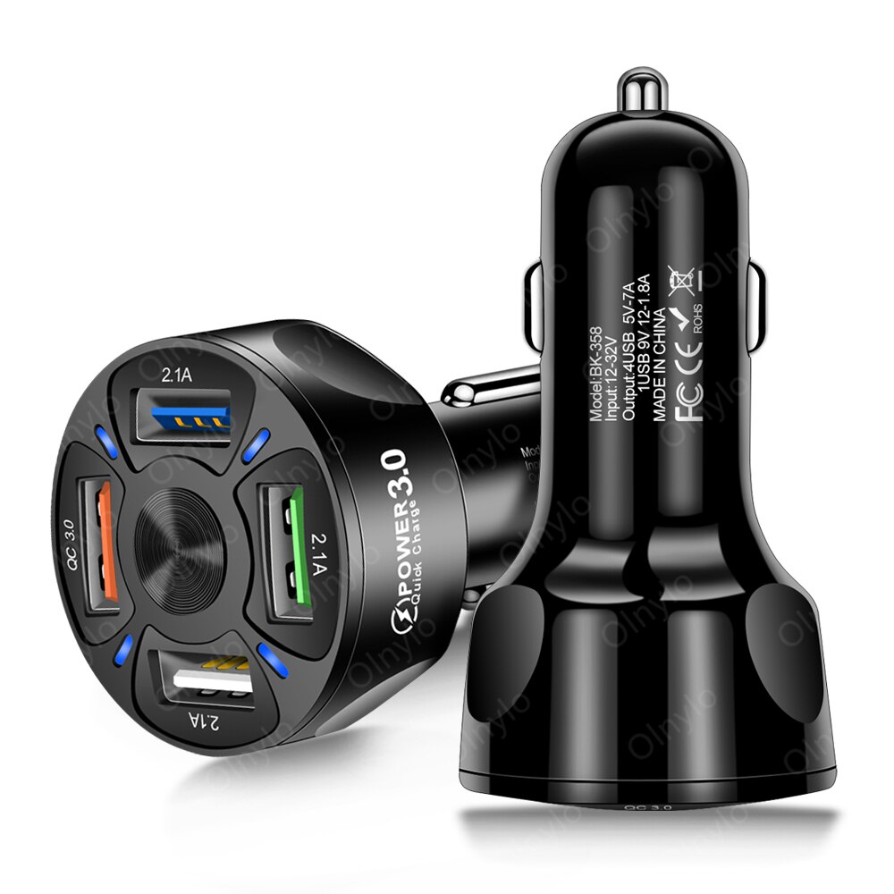 Mini chargeur de voiture 7A, double USB 3.0 4.0, Charge rapide pour téléphone portable, adaptateur en aluminium