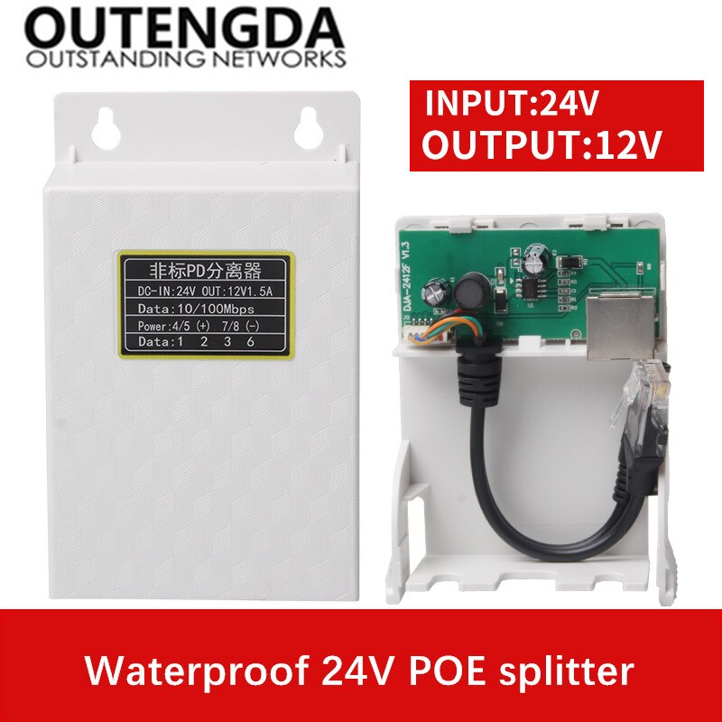 Divisor de energia poe converter 24v para 12v dc out divisor por cabo de rede para câmeras de vigilância ip: Cinza