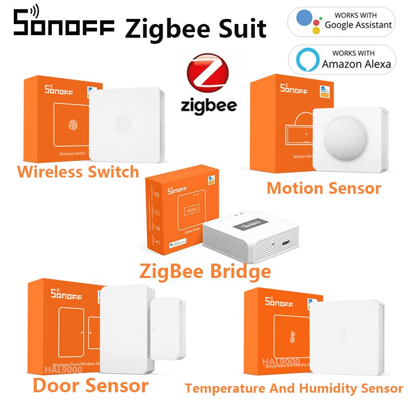 SONOFF Zigbee Sensor Set Zigbee Bridge / Wireless Switch / Temperature Humidity / Motion / Door Sensor For Alexa Google Home