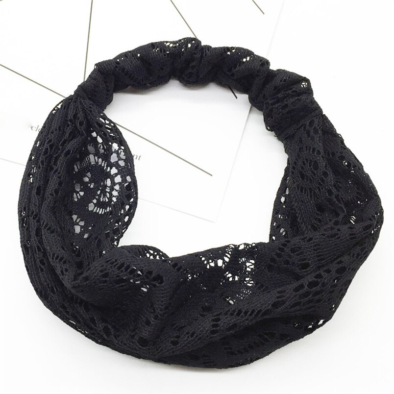 nuevas mujeres Yoga encaje hueco cabeza envolver amplia diadema flor diadema accesorios al por mayor y al por mayor # K29