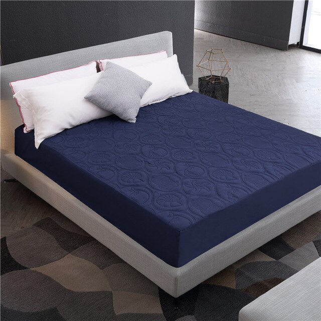 Effen Kleur Gewatteerde Reliëf Waterdichte Matrasbeschermer 160*200 Hoeslaken Stijl Cover Voor Matras Dikke Zachte Pad Voor bedden: color 7 / 140x200x30cm
