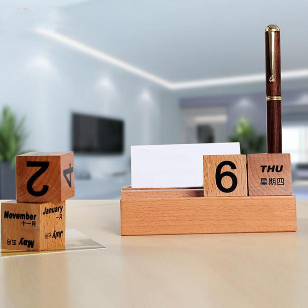 Wooden Perpetual Calendar Calendar Simple Home Desktop Study Desk Wooden Calendar Blocks Ornaments