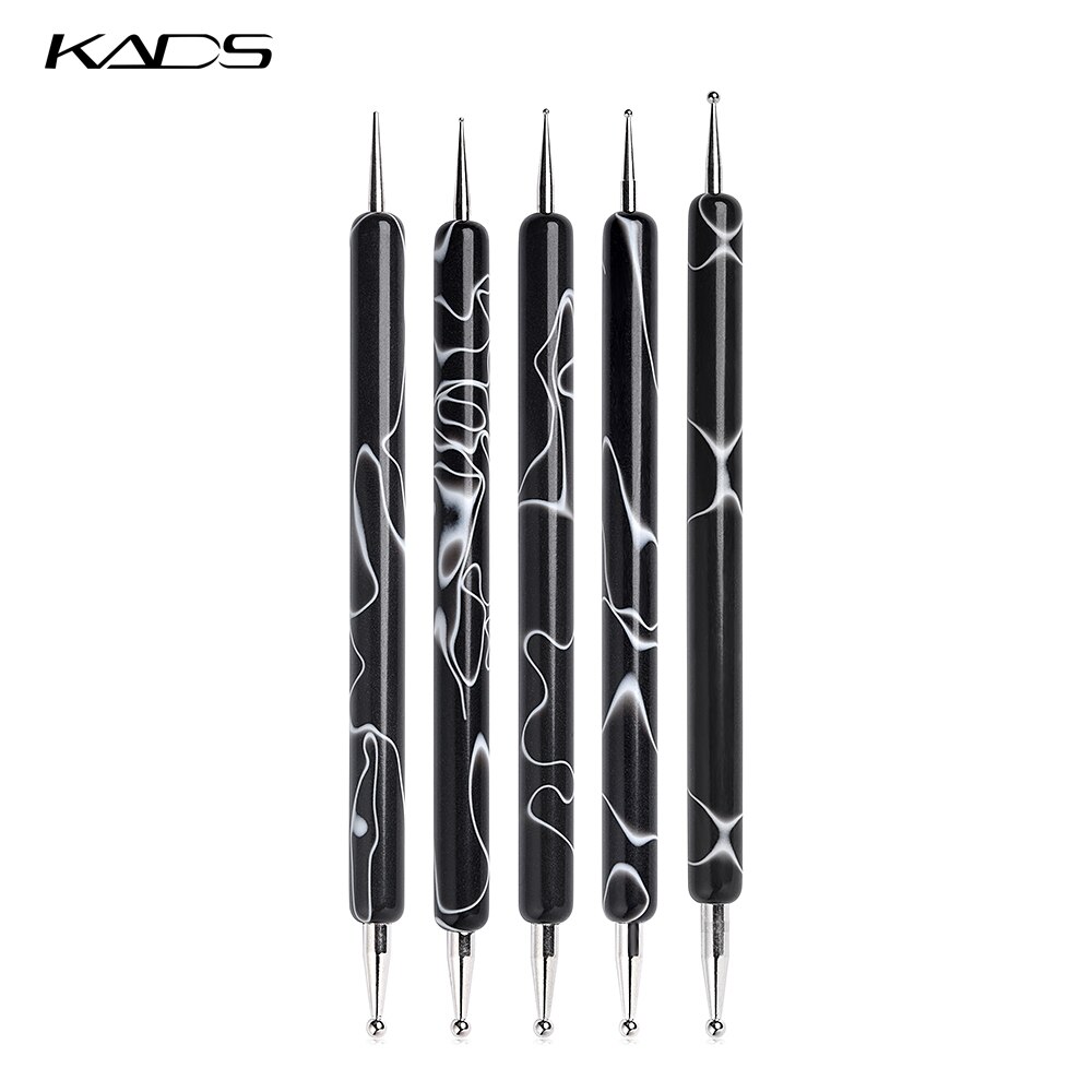 Kads 5 Stks/set 2 Way Puntjes Marbleizing Schilderen Pen Kits Tool Nail Art Dot Puntjes Tool Nail Care Manicure Tool