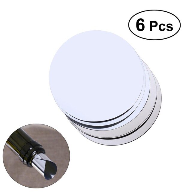 6 /10/20 Stks/set Zilver Aluminiumfolie Wijn Schenker Disc Opvouwbare Flexibele Herbruikbare Mini Drip Stop Giet Tuiten schijf: 6pcs
