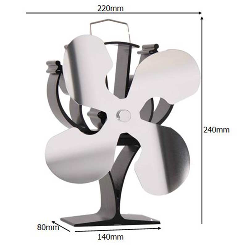 Voda-ventilateur de poêle à 4 lames à énergie thermique, brûleur de bois en rondins, ventilateur pour cheminée silencieux , Distribution de chaleur efficace pour la maison