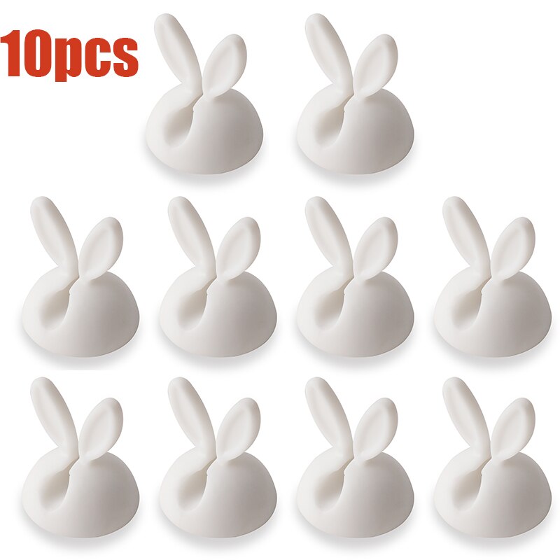 Fixateur universel de câble d'oreille de lapin, organisateur de ligne de bureau, de chargeur de tableau de bord de voiture: white 10