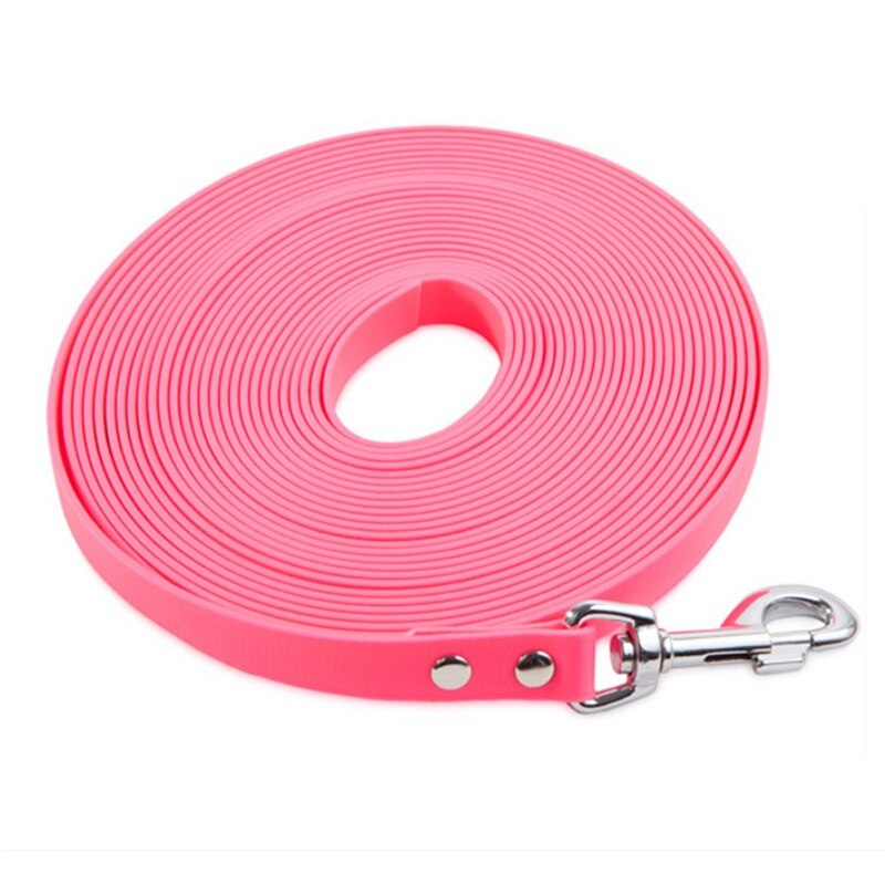 Laisse imperméable en PVC pour chien, collier pour chiot, accessoire pour chien, entraînement de rappel, suivi d'obéissance, facile à nettoyer: Pink / 10m