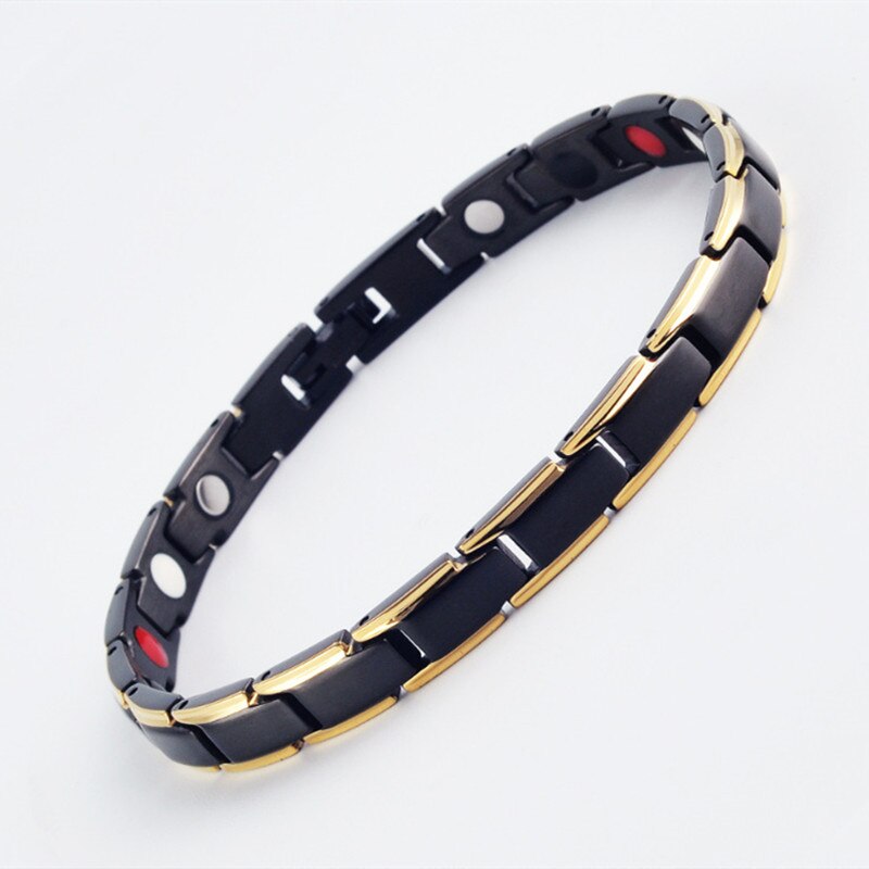 7mm breite magnetarmbänder für damen und herren, gesundheitsschmuck, titanstahl, herrenarmbänder, armreifen, Germanium-armbänder: Schwarzes Gold