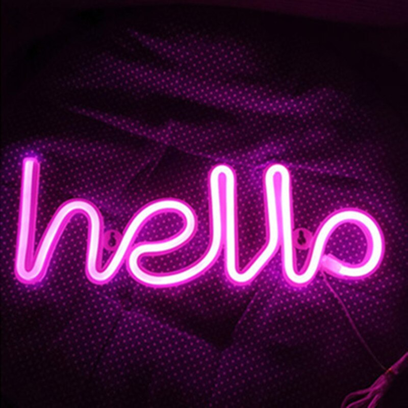 Hello Neon Wall Light Store Greeting Neon Signs for Commercial Shop Window Home Bar Decor Neon Top Battery or USB Powered: pink hello