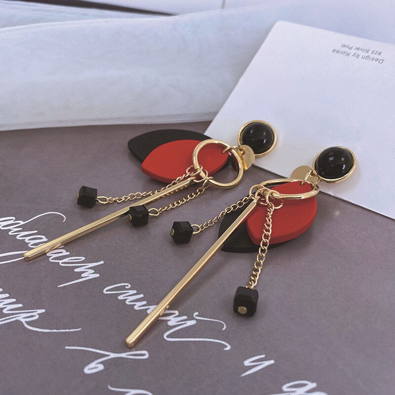 Zoete Bloemblaadjes Lange Oorbellen Vrouwelijke Overdreven Rode Kwastje Romantische Oorbellen Elegante Metalen Bloem Sieraden Voor Vrouwen: Drop Earrings5