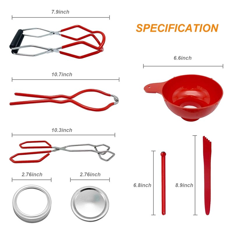 Canning Kit Tools,Jar Lifter,Jar Wrench,Lid Lifter,Canning Tongs, Measurer, Kitchen Tool Anti-Scald Clip Suit