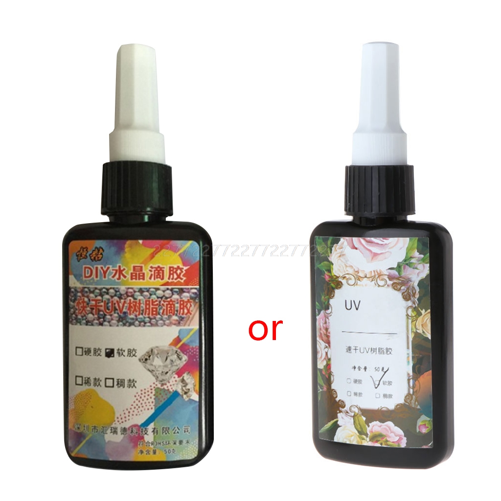 50ml UV resina epoxi DIY joyería que hace transparente suave rápido solidificar artesanías J26 19