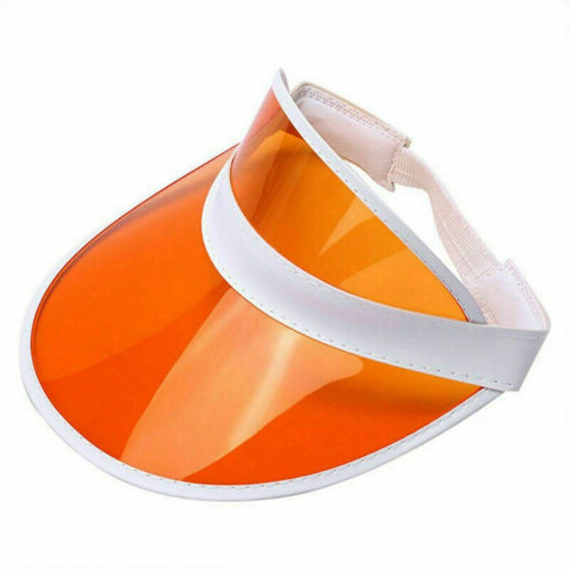 transparent plastic pvc sunshade summer sun hat: Orange