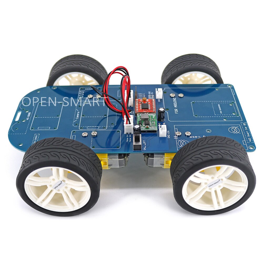 OPEN-SMART 4WD Smart Robot Car Chassis Kit Bluetooth-compatible Rubber Wheel Gear Motor with Tutorial Compatible for Arduino