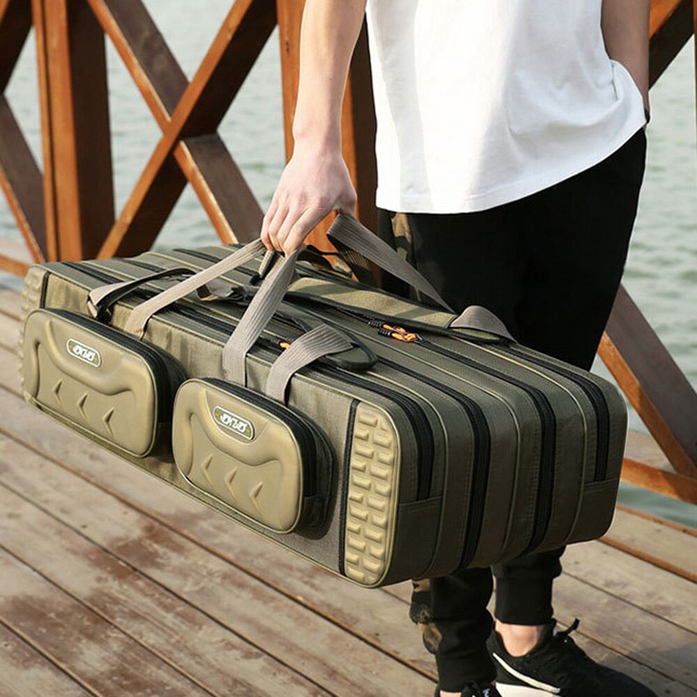 80cm/90cm/100cm/120cm wasserdichte angelrutentaschen, 3/4- lagige aufbewahrungstasche für angelrollen, ausrüstungs- und ködertasche, großer rucksack