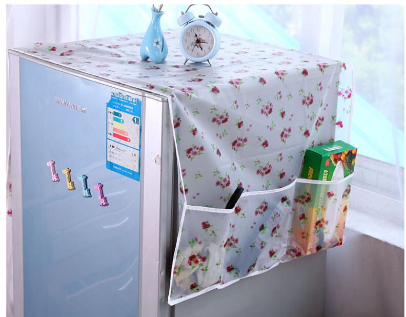 Køleskabsdæksel, vaskemaskinens topdæksel med lomme, universal vandtæt vaskbart støvdæksel til husholdningsbrug til køleskab: Rose