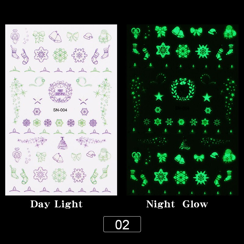1Pc 3D noël curseur ongle autocollant décalcomanies ange flocon de neige lumineux ongle adhésif feuilles autocollants pour beauté décor