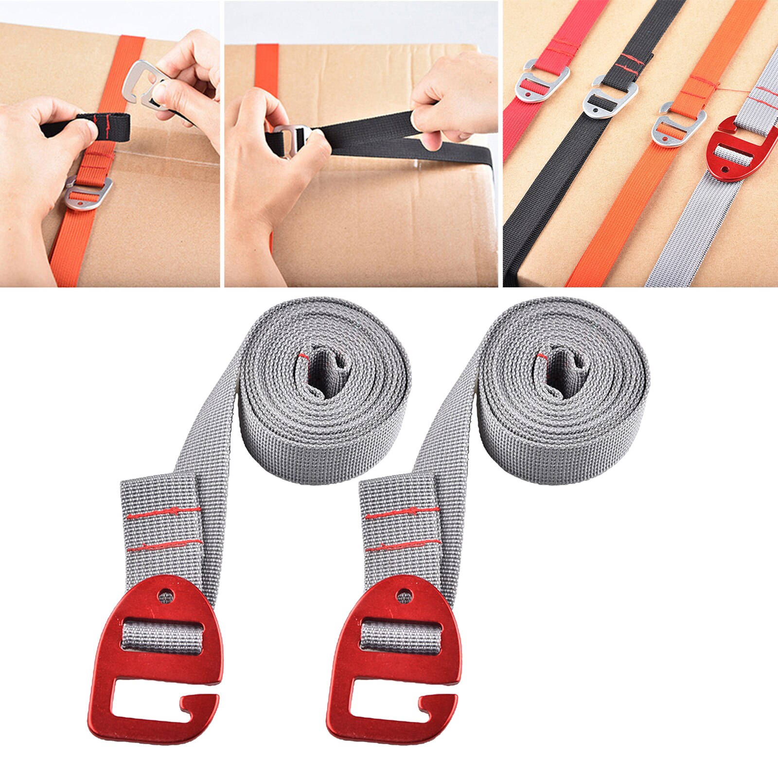 Heavy Duty Luggage Straps for Suitcases Packing Belts Travel Accessories Adjustable Bag Strap with Hook Closure: Grey 2m