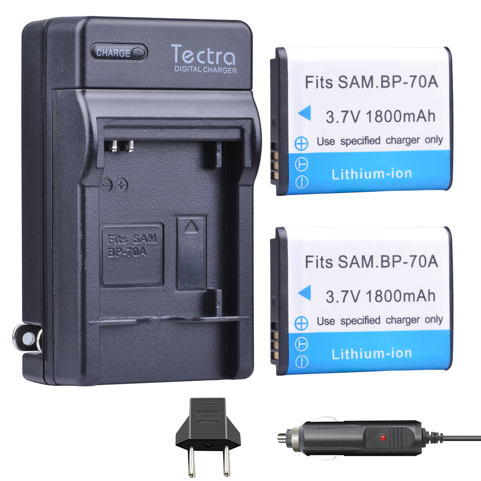 Camera Battery+DC Charger BP-70A BP70A For SAMSUNG PL80 ES70 PL90 PL100 PL101 PL120 PL170 PL200 PL201 SL50 SL600 SL605 SL630: WHITE