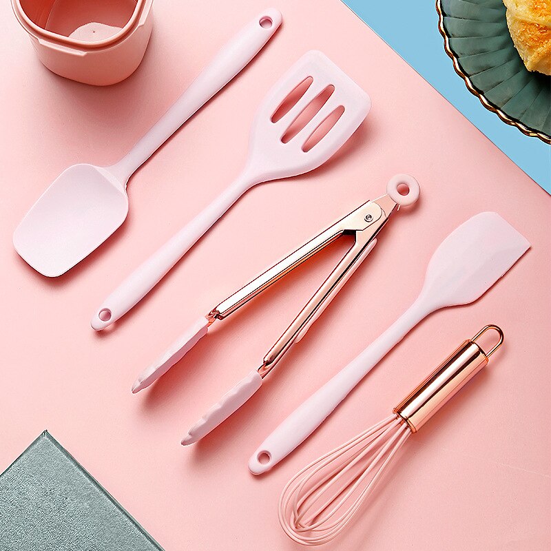Kitchen Silicone Spatula Heat Resistant Non-stick Pan Cooking Tool Home Leaking Shovel Scraper Kitchen Utensils Set Accessories
