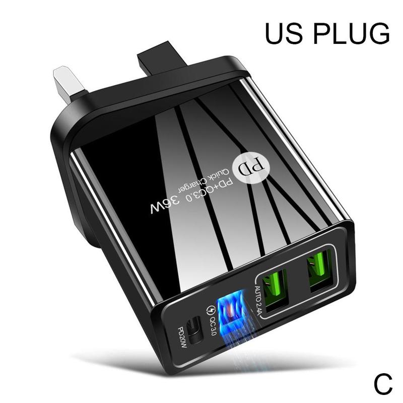 praktisch Ladegerät Schnelle Ladung PD20W QC 3,0 2,4 EIN Ladegerät USB Hohe Dual Beständig Multi-Hafen Mit Kopf USB PD Temperatur H0F4: C