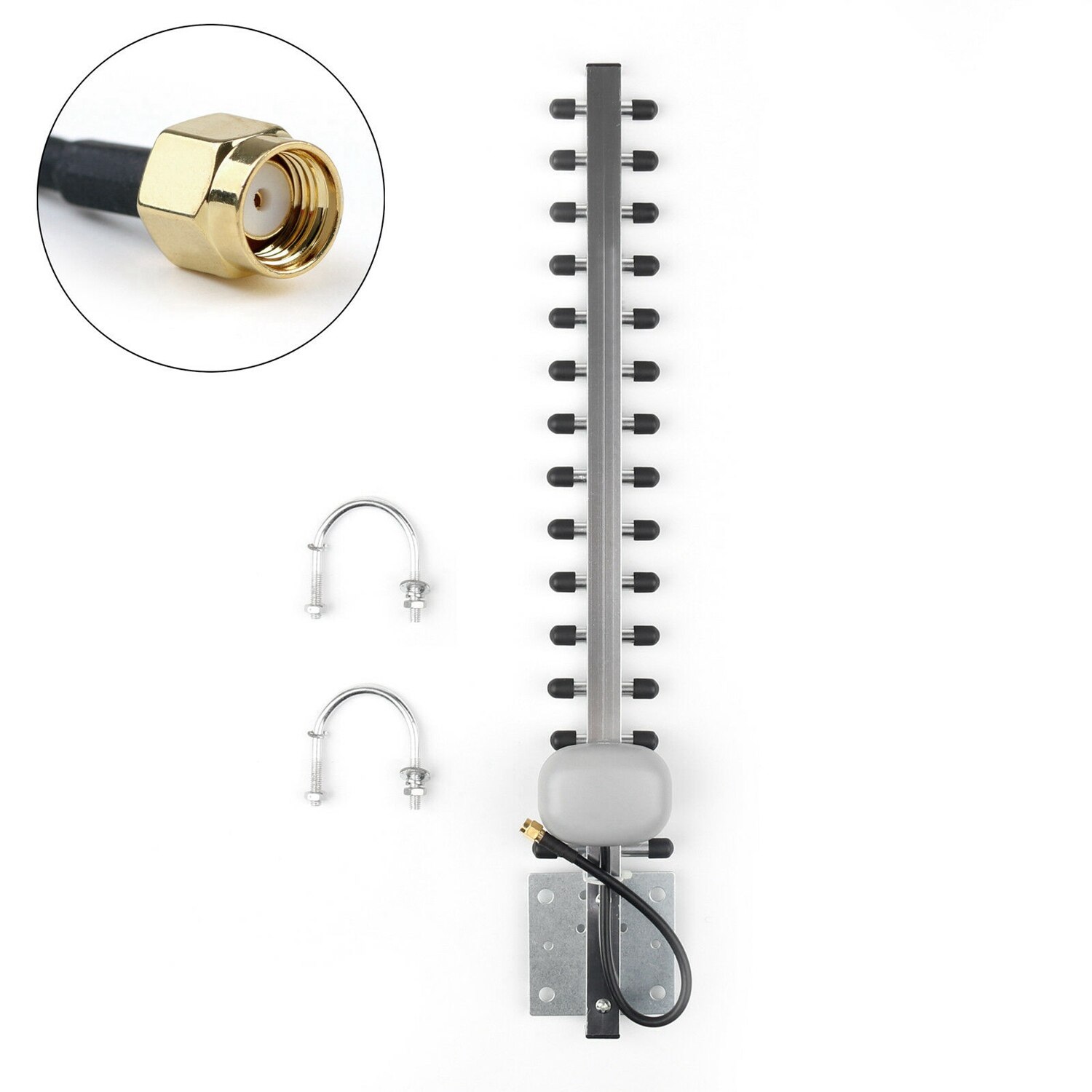 Antenne Yagi Wifi sans fil 2.4Ghz 20Dbi 13 éléments directionnels rp-sma pour Modem carte Pci routeur Ue