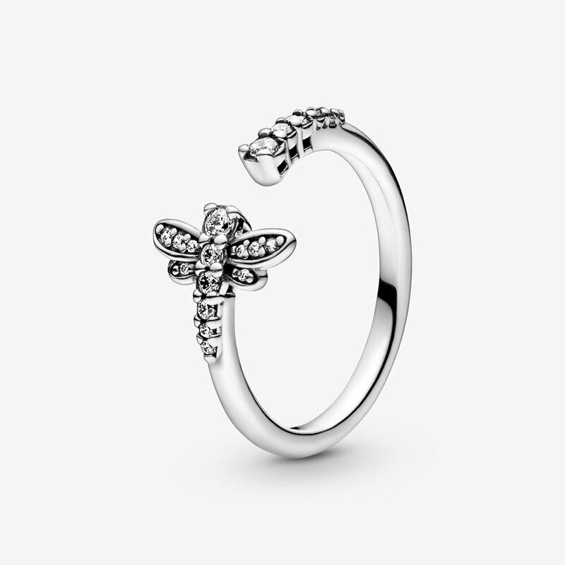 Lente Authentieke 925 Sterling Zilveren Ring Fonkelende Daisy Bloem Kroon Ringen Vrouwen Engagement Sieraden: 9 / 098