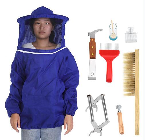 6 Soorten Professionele Bijenteelt Beschermende Jas Pak Bee Insect Voeden Benodigdheden Houden Imker Apparatuur Accessoire: Blue and tool