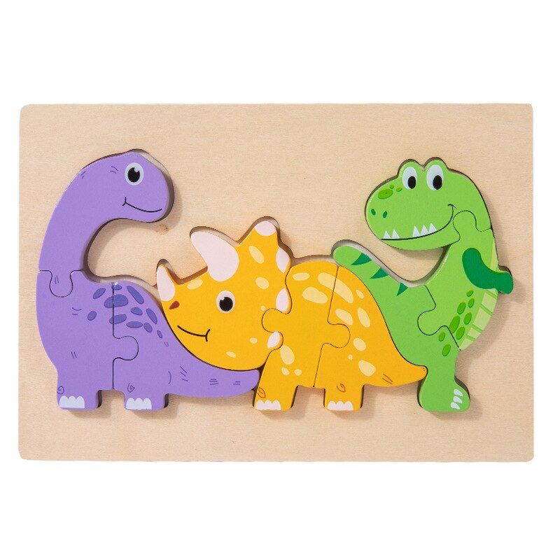 Kids 3D Puzzles Jigsaw Wooden Toys For Children Cartoon Animal Traffic Puzzles Intelligence Children Early Educational Toys: dinosaur