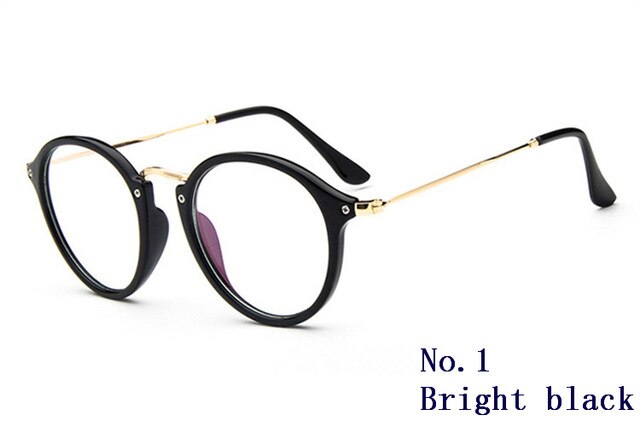 Gafas redondas transparentes con montura transparente para mujer, anteojos para miopía, montura de gafas para hombre, gafas ópticas contra rayos azules,: bright black