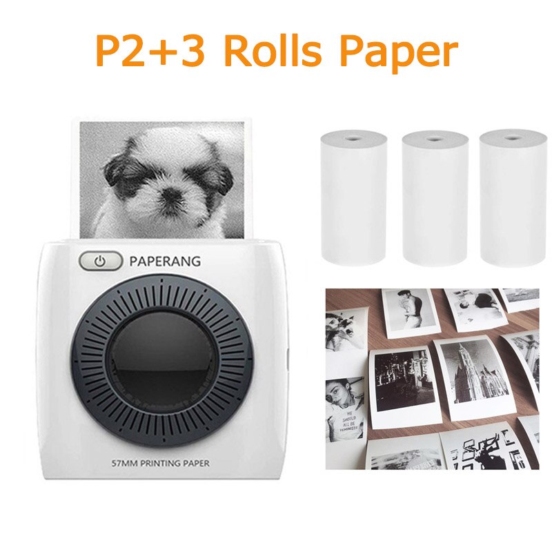 PAPERANG P2 Pocket Mini Portable Bluetooth Printer Phone Photo Wireless HD Thermal Label Printer For Mobile Phone Android iOS: P2 3White Paper