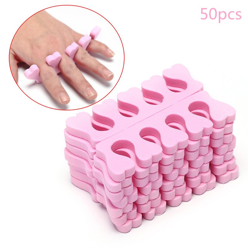 50 stk/pak pink nail art tæer separatorer fingre fødder svamp blød gel uv skønhedsværktøj polish manicure pedicure