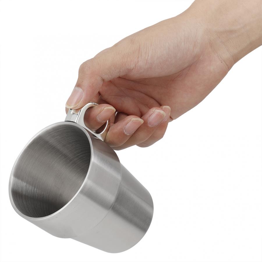 7 unids/set de acero inoxidable anillo taza de agua café con copa soporte reutilizable de doble capa Anti-escaldadura de la taza de café