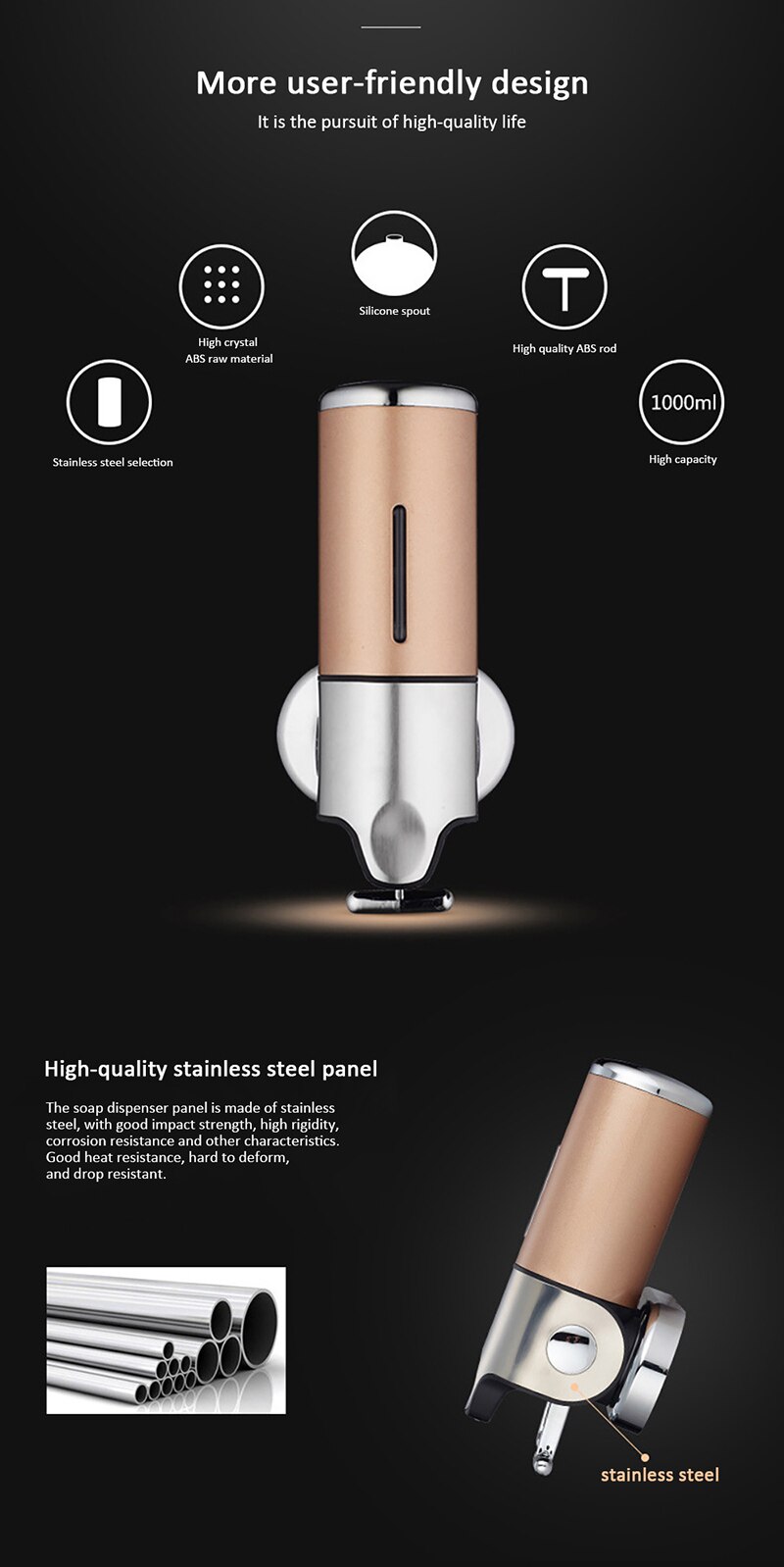500ML łazienka plastikowy dozownik robić mydła hotelowy żel strąk prysznic mydelniczka ze stali nierdzewnej mydło robić rąk butelka naścienna zestaw łazienkowy