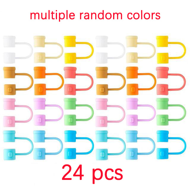 24Pcs Silicone Straw Tips Cover Reusable Straw Tips Lids Colorful Straw Plug Dust-Proof Drinking Straw Cover Portable Silicone: Light Grey