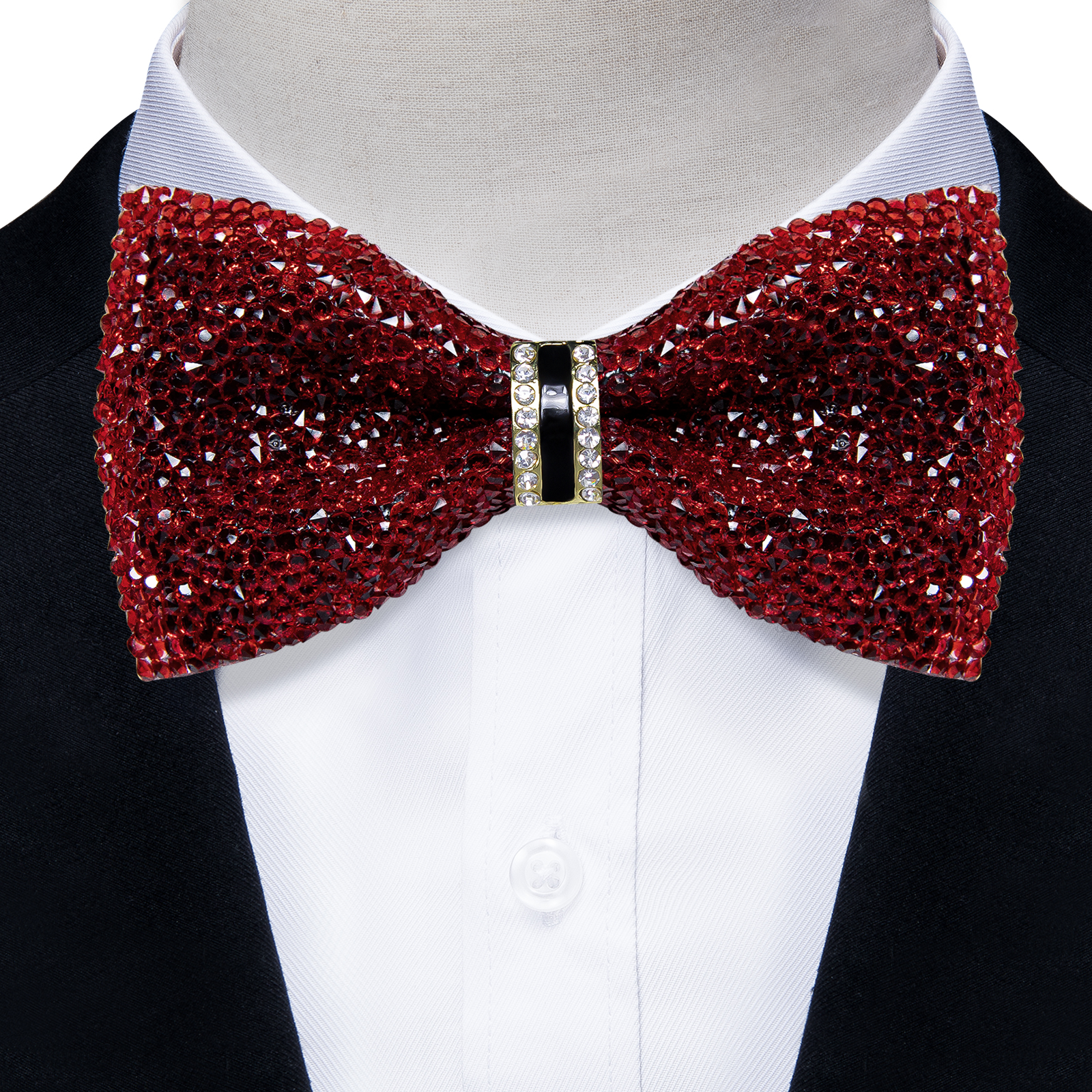Pajaritas con diamantes de imitación brillantes para hombre, pajarita con lentejuelas de diamantes preatada y longitud ajustable para de boda: Color amarillo luminoso